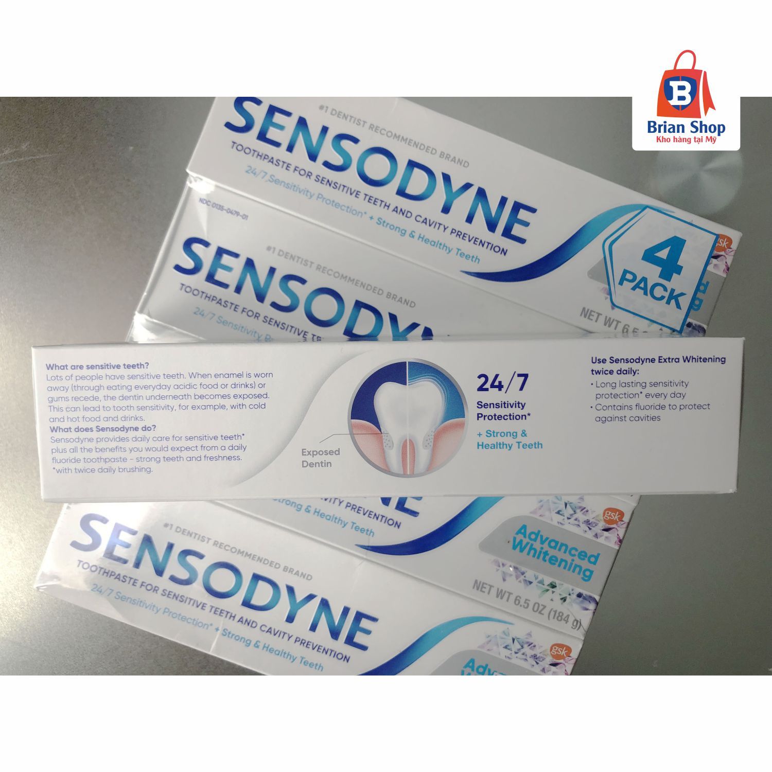  Kem Đánh Răng Làm Trắng Hiệu Quả Sensodyne Advanced Whitening Toothpaste, 6.5 oz [Tuýp 184g] 