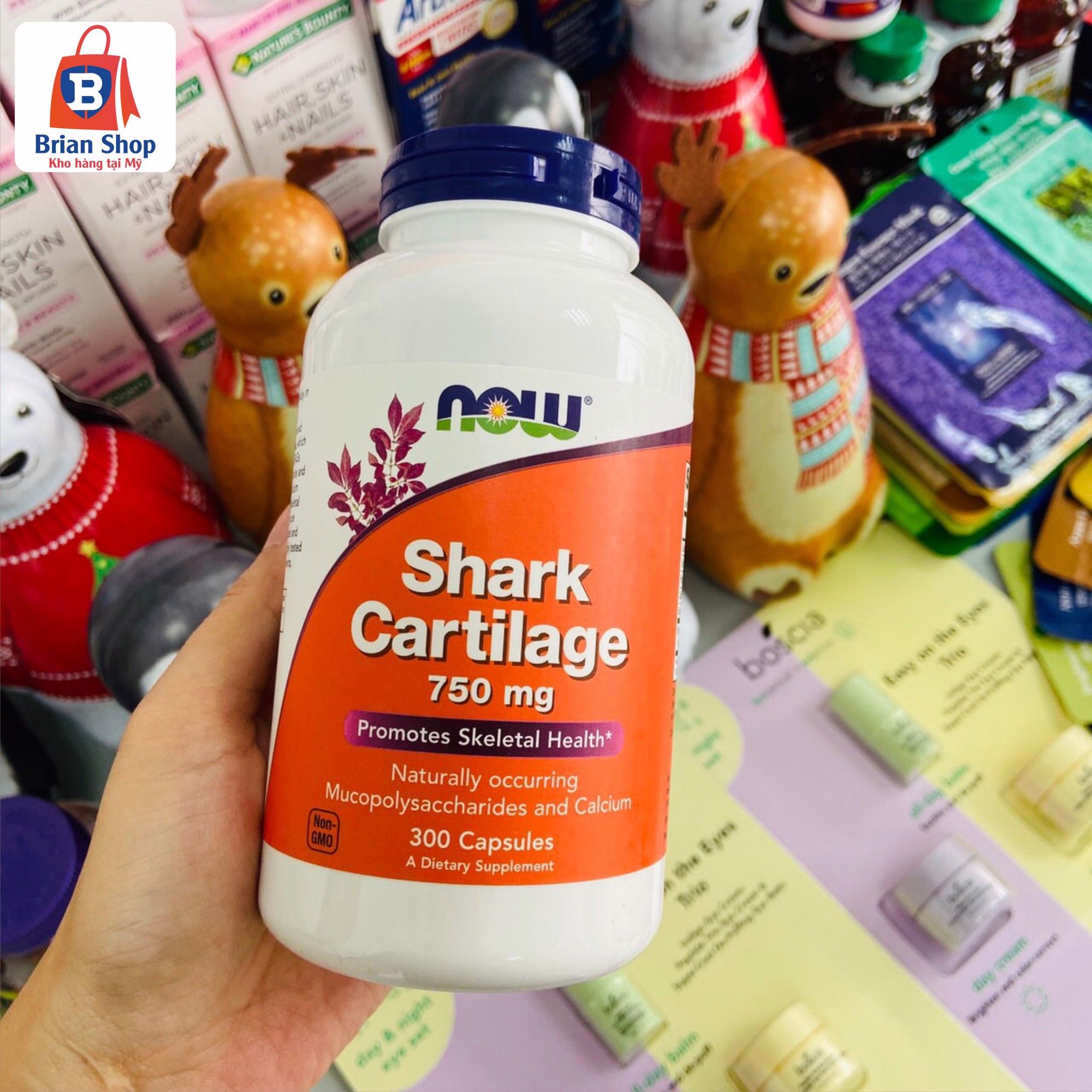  Viên Uống Sụn Vi Cá Mập Hỗ Trợ Xương Khớp Shark Cartilage Now 750 mg, 300 capsules [Hộp 300 viên] 