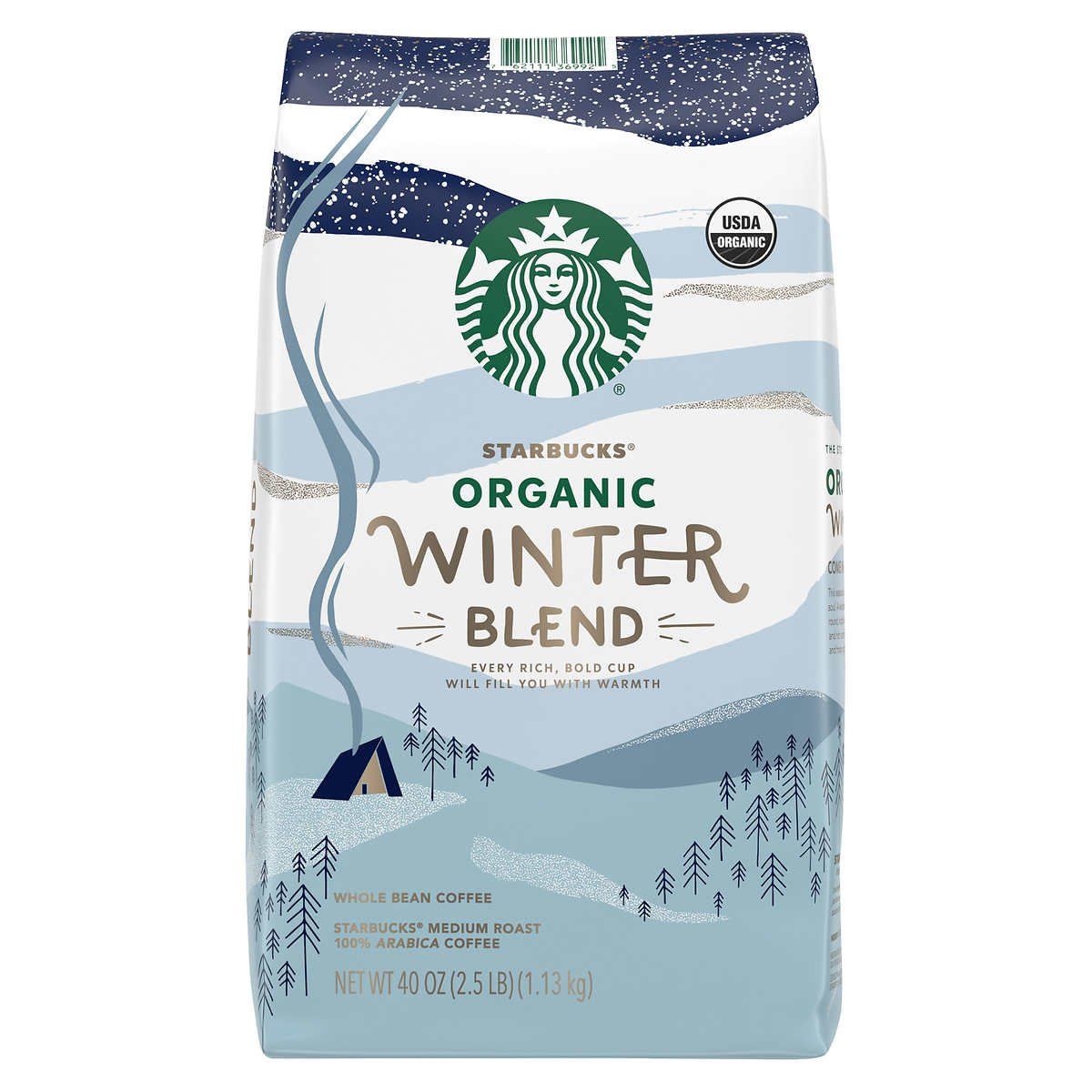  Cà Phê Nguyên Hạt Starbucks Organic Winter Blend Whole Bean Coffee, Medium, 2.5 lbs [Túi 1.13kg] 