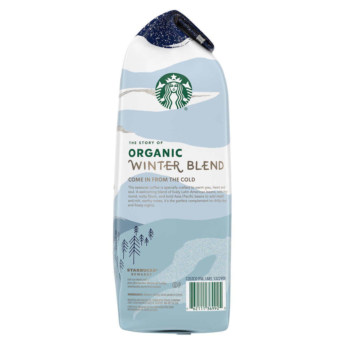  Cà Phê Nguyên Hạt Starbucks Organic Winter Blend Whole Bean Coffee, Medium, 2.5 lbs [Túi 1.13kg] 