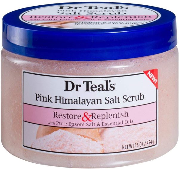  Muối Tắm, Tẩy Tế Bào Chết Dr Teal's Restore & Replenish Pink Himalayan Sea Salt Scrub - 16 fl oz [Hộp 454g] 