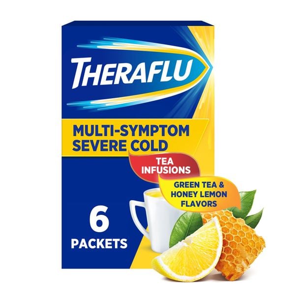  Thuốc Trị Cảm Cúm Dạng Bột Pha Nước Theraflu Multi-Symptom Severe Cold Relief Powder - Vị Chanh Mật Ong [Hộp 6 gói] 