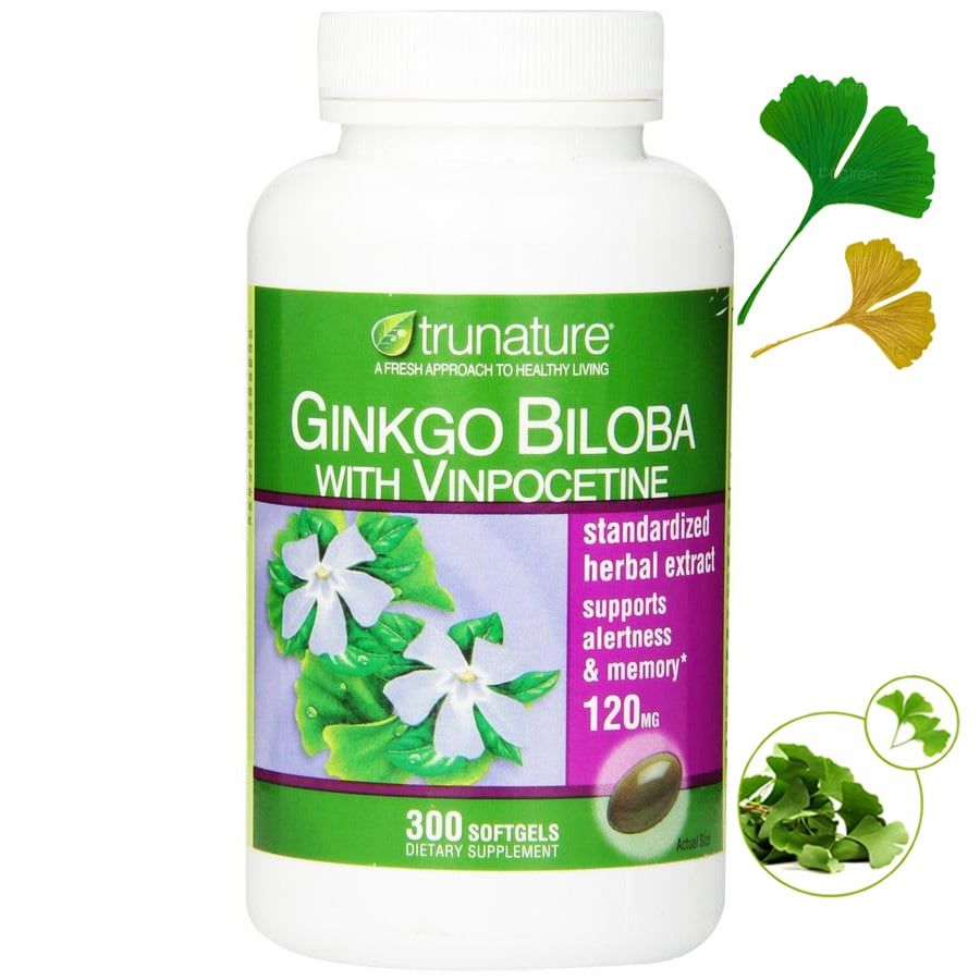  Viên Uống Hỗ Trợ Tuần Hoàn Não Trunature Ginkgo Biloba, 300 Softgels [Hộp 300 viên] 