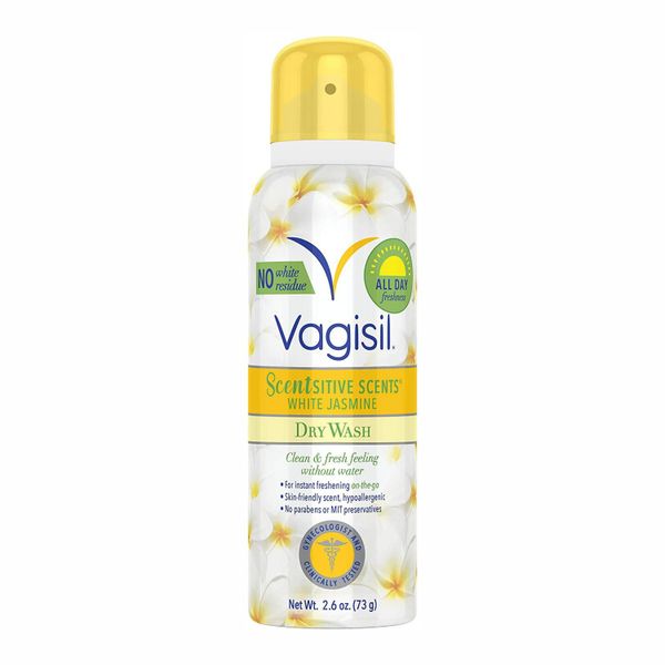  Dung Dịch Vệ Sinh Phụ Nữ Dạng Chai Xịt Khô Hương Hoa Nhài Trắng Vagisil Scentsitive Scents Dry Wash Spray, White Jasmine, 2.6 oz [Chai 73g] 