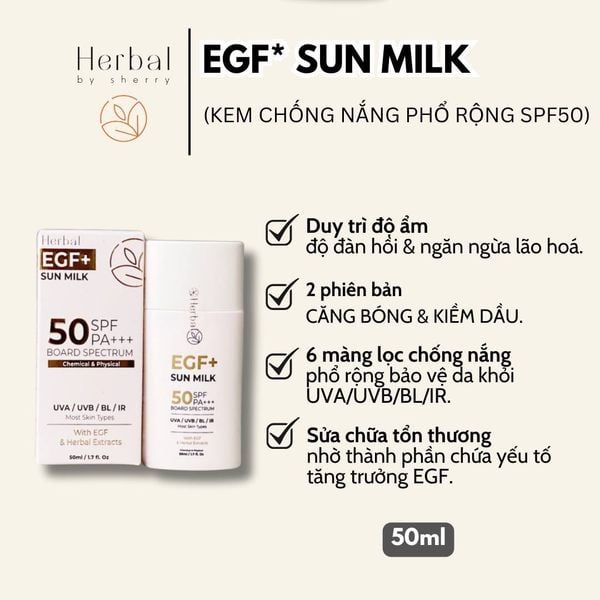  EGF+ SUN MILK - Chống nắng EGF+ (50ml FULL Size) 