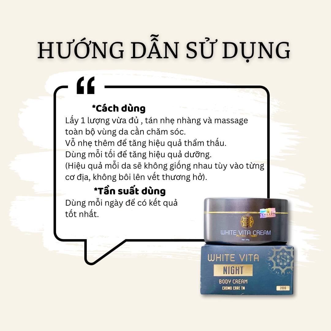  WHITE VITA NIGHT BODY CREAM - Kem ủ trắng toàn thân White Vita 