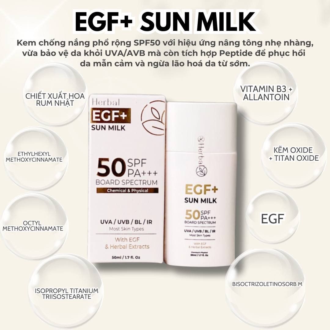  EGF+ SUN MILK - Chống nắng EGF+ (50ml FULL Size) 