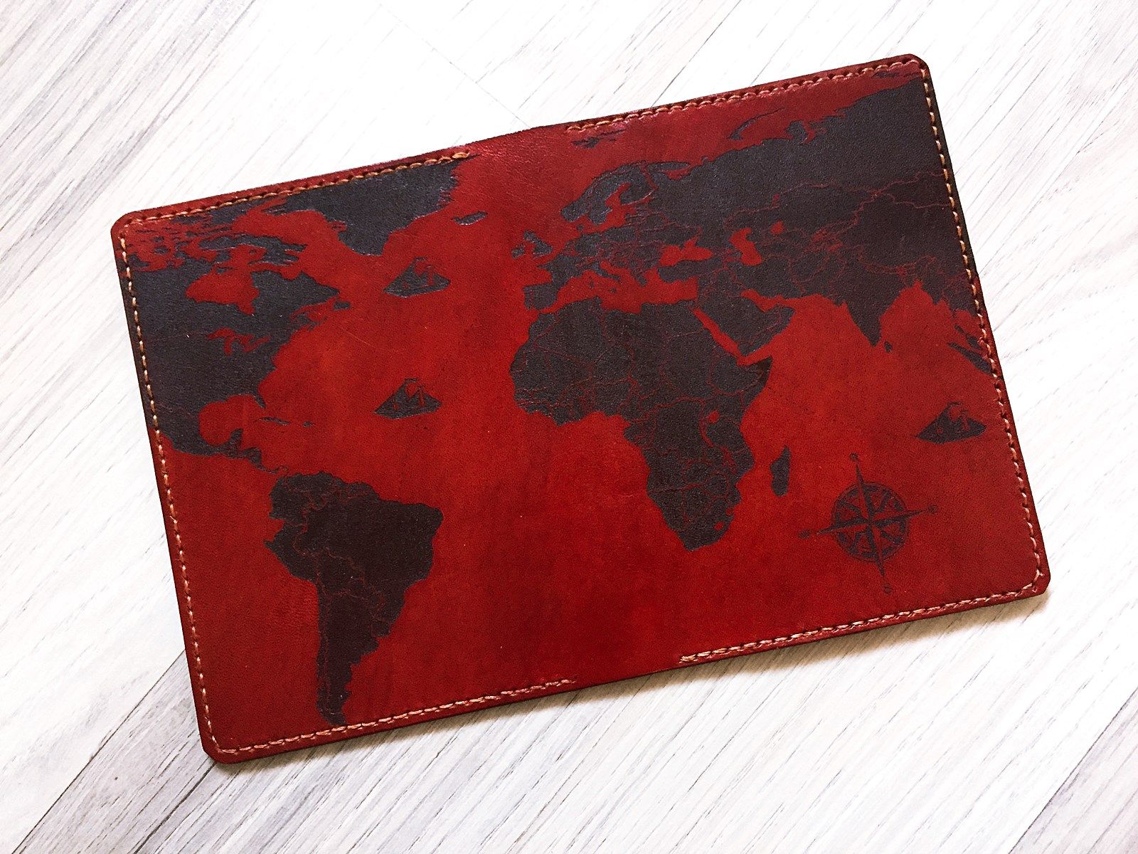  Ví đựng Hộ Chiếu/Passport da bò handmade - Bản đồ thế giới vintage 