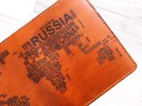  Ví đựng Hộ Chiếu/Passport da bò handmade - Bản đồ thế giới dạng chữ 