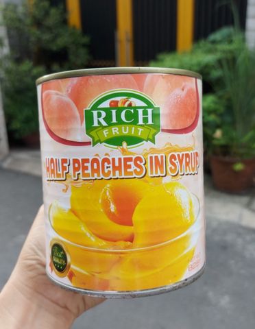 Thùng 12 lon Đào ngâm Rich 825gr - Date 2026