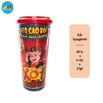Xúc xích tiệt trùng Heo cao bồi Xốt Spagetti/Lắc Phô mai/Xốt Tôm sữa/Lắc Phô mai bắp bơ. Ly 4cây x 13gr + 1gói Lắc 4gr