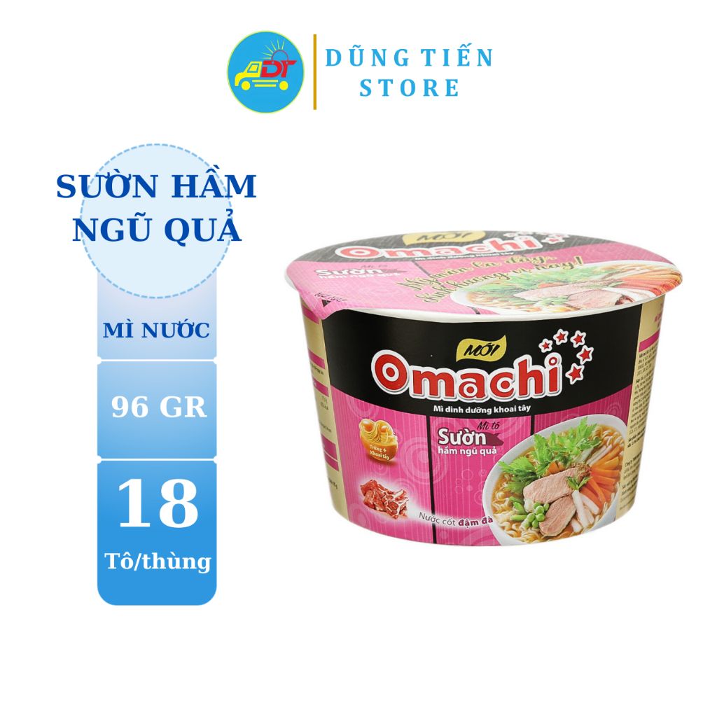 Mì Omachi Sườn hầm ngũ quả thùng 18 tô 96gr