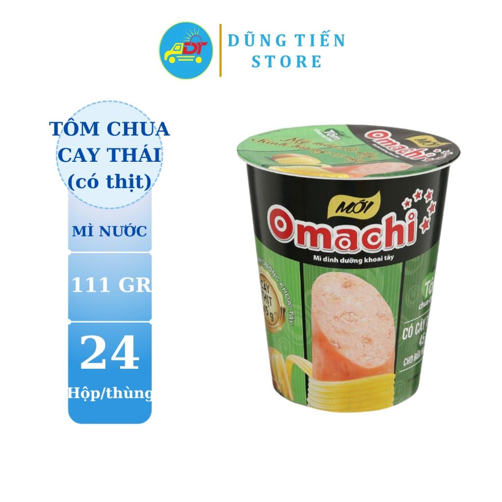 Mì Omachi Tôm chua cay Thái (có thịt) thùng 24 hộp 111gr