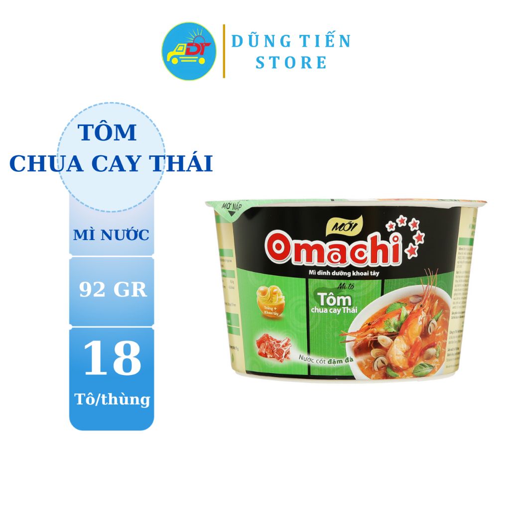 Mì Omachi hương vị lẩu tôm càng thùng 18 tô 92gr
