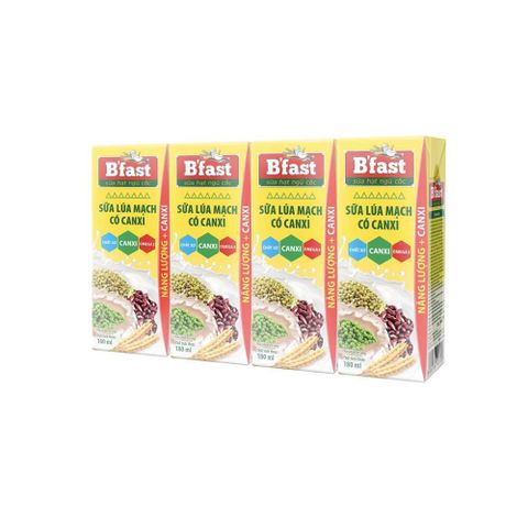  Sữa B'fast hạt/ngũ cốc/lúa mạch các vị, lốc 4 hộp x 180ml 