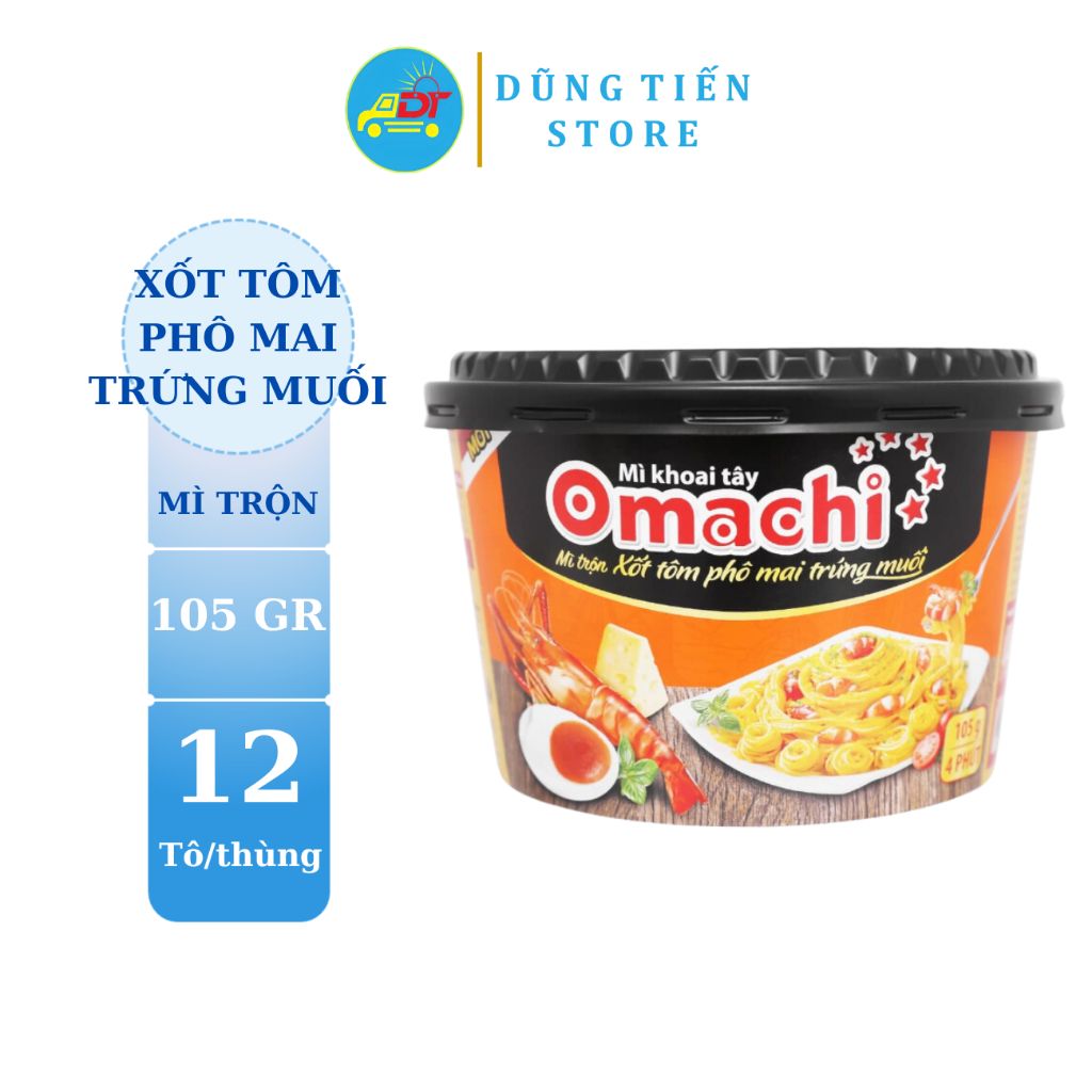 Mì Omachi trộn xốt tôm phô mai trứng muối thùng 12 tô 105gr