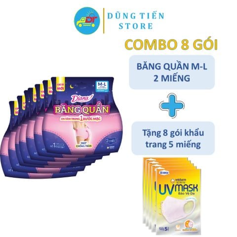  Bộ 8 lốc băng vệ sinh quần Diana size SM2/ ML2 