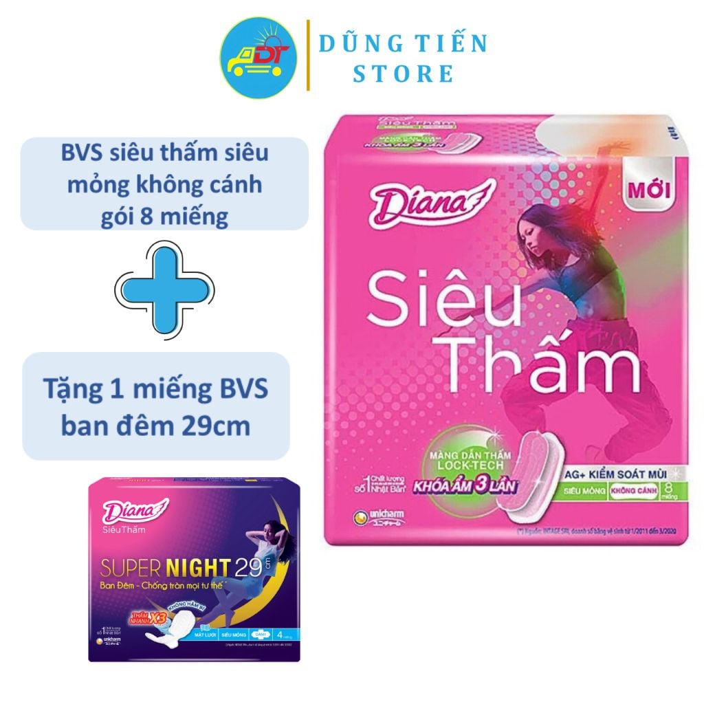 Băng vệ sinh Diana siêu thấm mặt lưới siêu khô thoáng khí