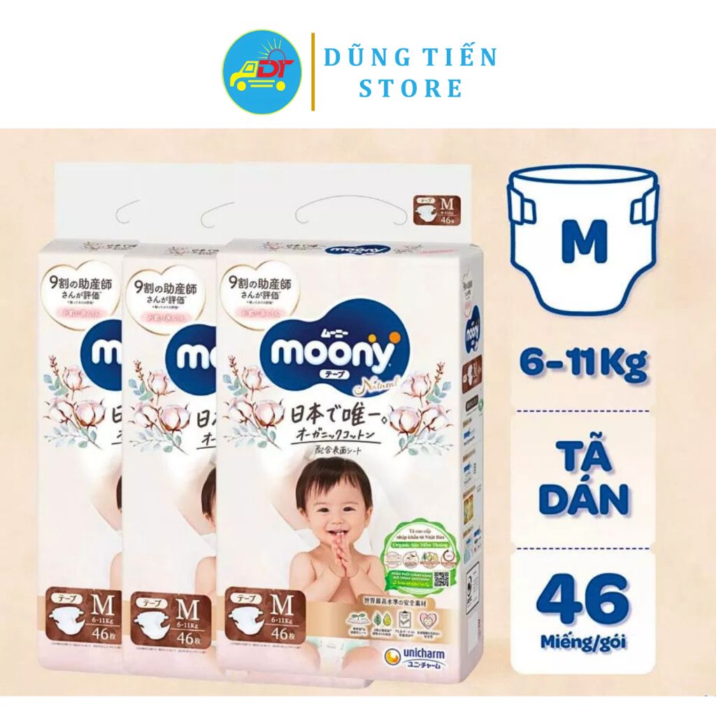 Tã dán/ Tã quần Moony trắng đủ size Dũng Tiến Store