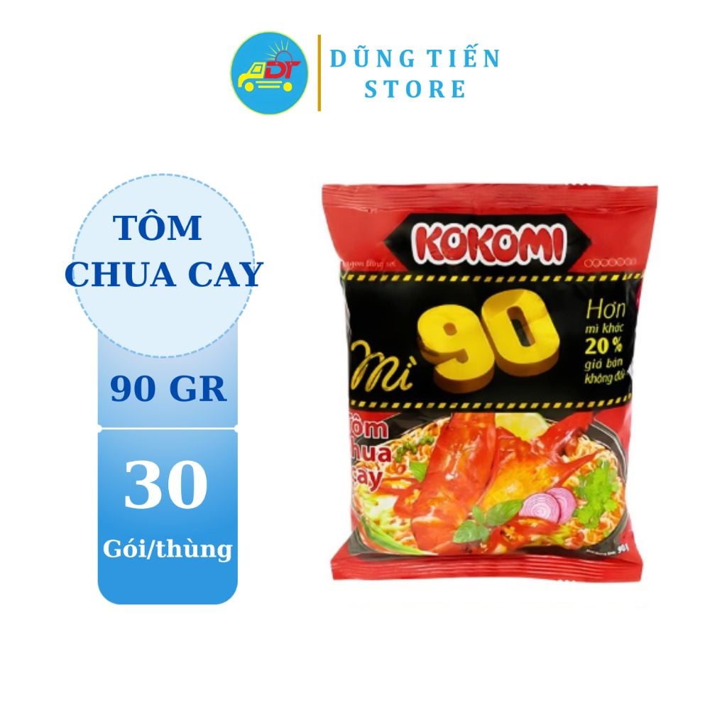 Mì Kokomi đại 90 tôm chua cay thường ngày (có thịt) thùng 24 hộp 90gr