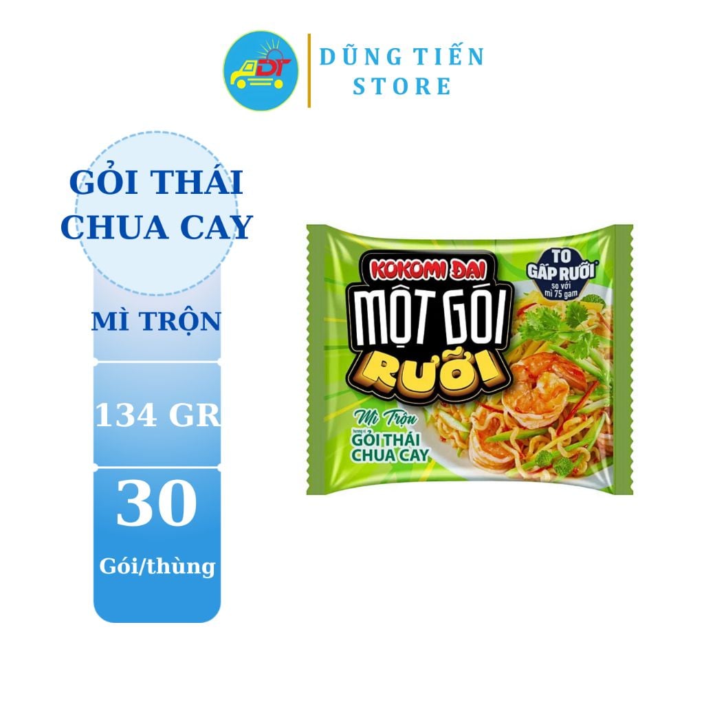 Mì Kokomi đại trộn một gói rưỡi thái chua cay thùng 30 gói 134gr