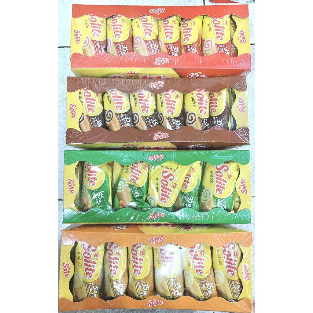 Bánh Bông Lan Cuộn Kem Solite Hộp 360g các vị (20 bánh)