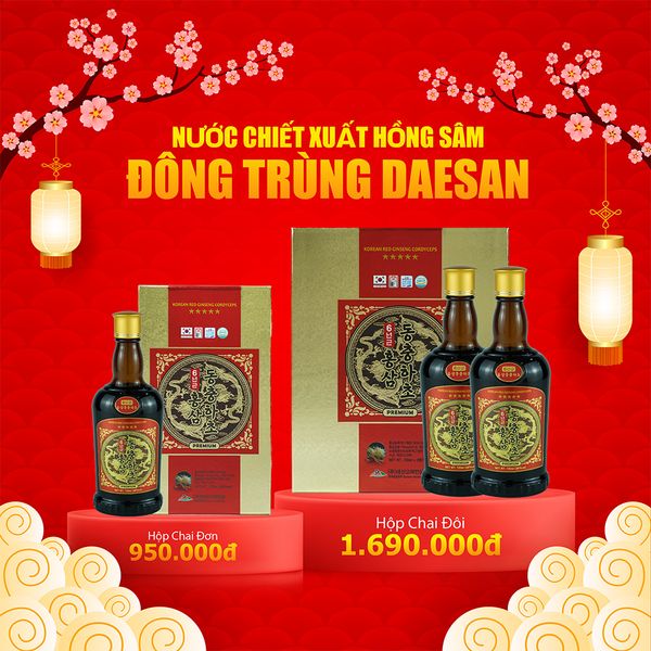  Nước Hồng Sâm Đông Trùng Hạ Thảo Daesan Hàn Quốc Hộp 2 Chai 720ml 