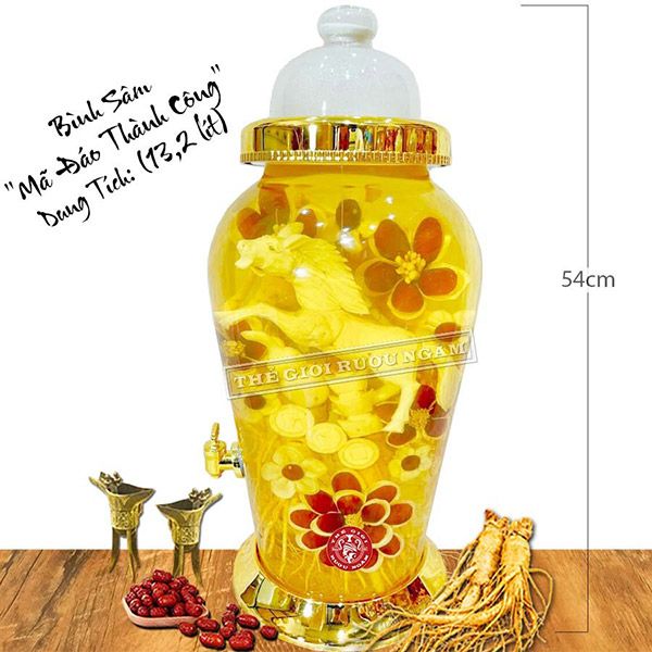  Bình Sâm Điêu Khắc Mã Đáo Thành Công 13,2 Lít 