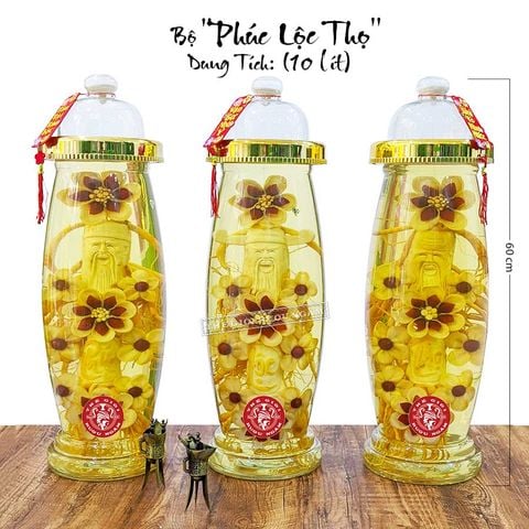 Bình Sâm Điêu Khắc Phúc Lộc Thọ Số 10 (10 Lít) Bộ 3 Bình