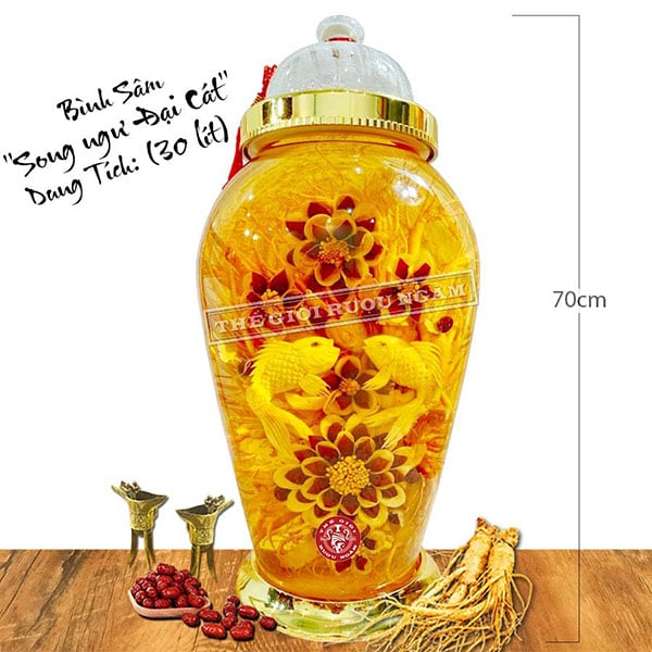 Bình Sâm Điêu Khắc Song Ngư Đại Cát 30 Lít