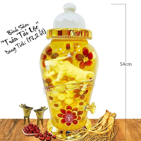 Bình Sâm Điêu Khắc Trâu Tài Lộc Số 6 (13,2 Lít)