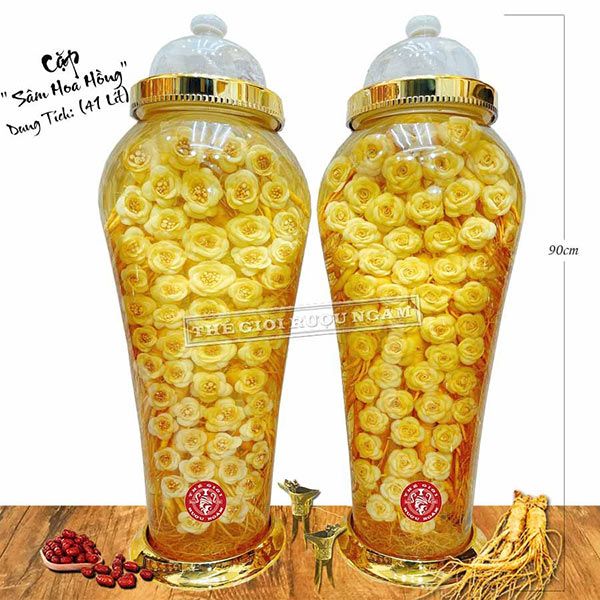  Cặp Bình Hoa Sâm Kết Hoa Hồng Số 26 (41 Lít) 