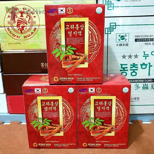  Nước Hồng Sâm Linh Chi Jeong Won Hàn Quốc 80ml x 30 Gói 