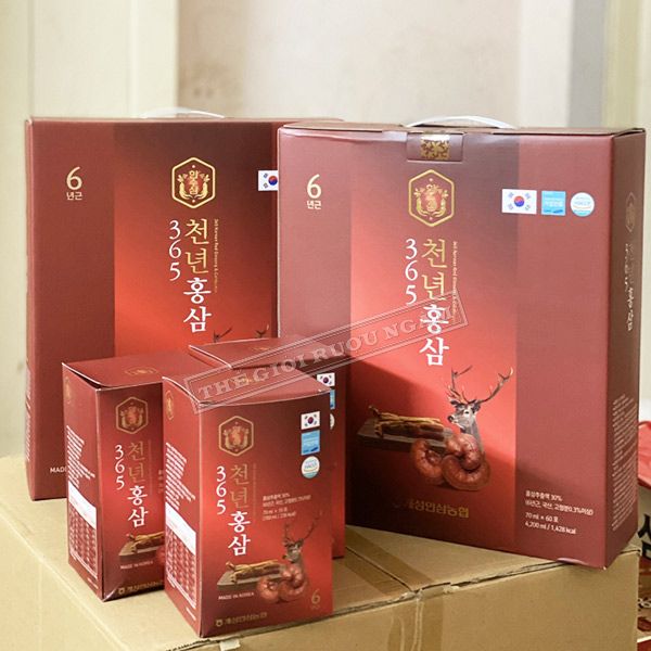  Nước Hồng Sâm Nhung Hươu Linh Chi 365 Hàn Quốc Hộp 60 Gói x 70ml 