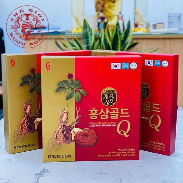  Nước Hồng Sâm Nhung Hươu Linh Chi Gold Q Hàn Quốc Hộp 30 Gói x 50ml 