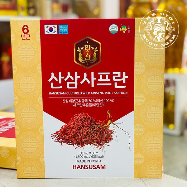  Nước Hồng Sâm Chiết Xuất Sâm Núi Saffron Hansusam 30 Gói x 50ml 