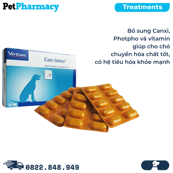  Virbac Calci Delice cung cấp Canxi, Phospho, Vitamin D3 - Hộp 30 viên 