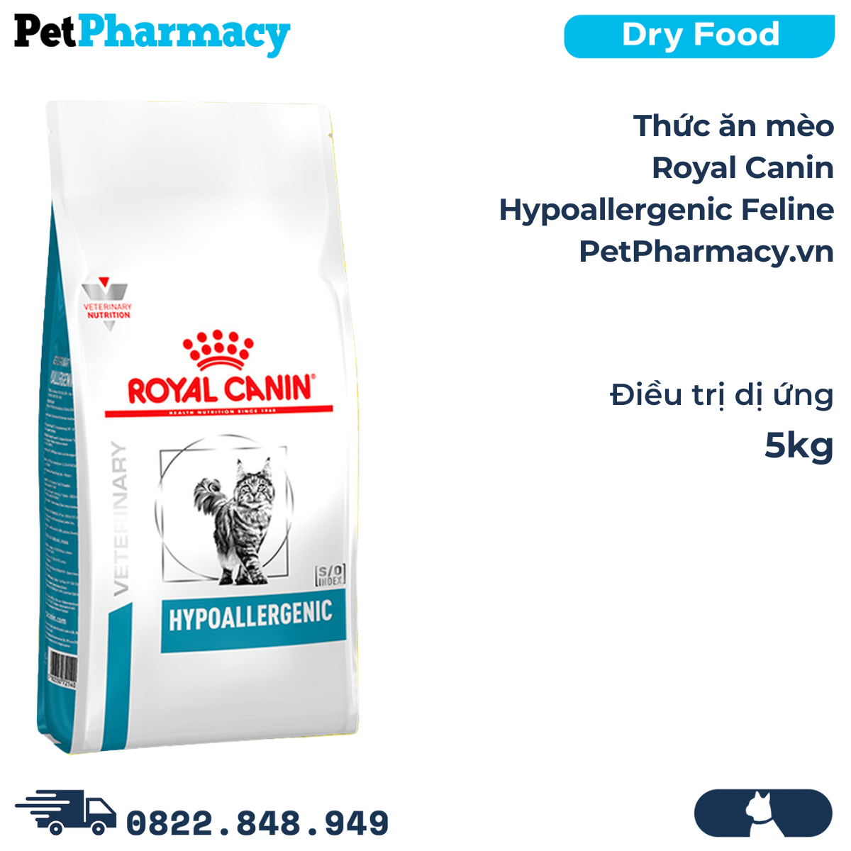  Thức ăn mèo Royal Canin Hypoallergenic Feline 5kg - Điều trị dị ứng 