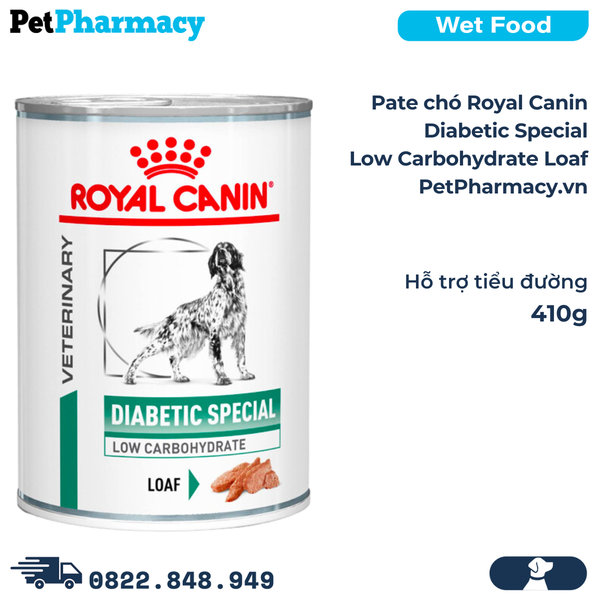  Pate chó Royal Canin Diabetic Special Low Carbohydrate Loaf 410g - Hỗ trợ tiểu đường 