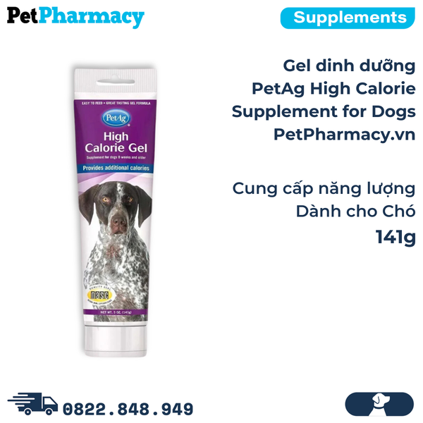 Gel dinh dưỡng PetAg High Calorie Supplement for Dogs 141g - Cung cấp năng lượng cho Chó 