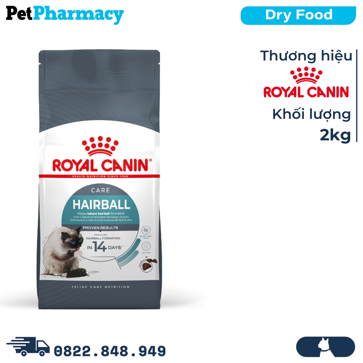  Thức ăn mèo Royal Canin HAIRBALL Care 2kg - Hỗ trợ trị búi lông 