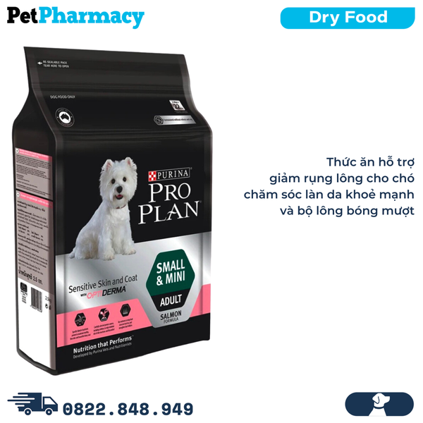  Thức ăn chó Purina PRO PLAN Small Mini Adult Sensitive Skin Coat 2.5kg - Dành cho da nhạy cảm dễ dị ứng giống chó nhỏ 
