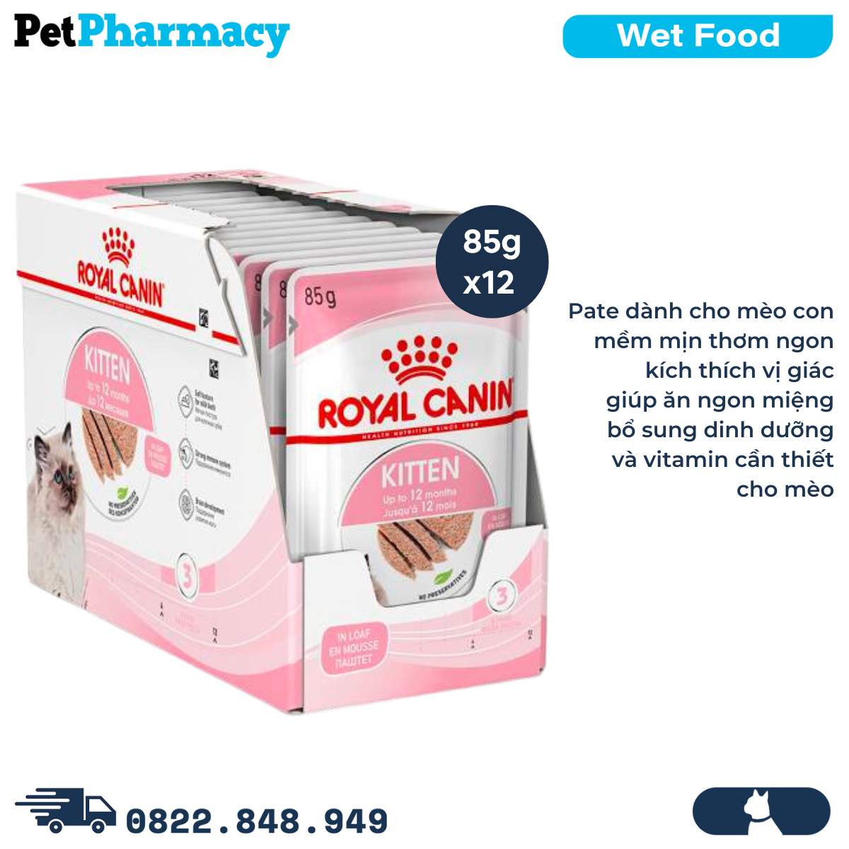 Pate mèo Royal Canin Kitten Loaf 85g - Hộp 12 gói 