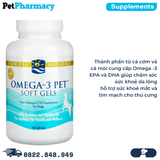  Dầu cá Nordic Naturals Omega-3 Pet Soft Gels Supplement for Dogs 180 viên - Viên uống hỗ trợ dưỡng da lông, mắt và tim mạch 