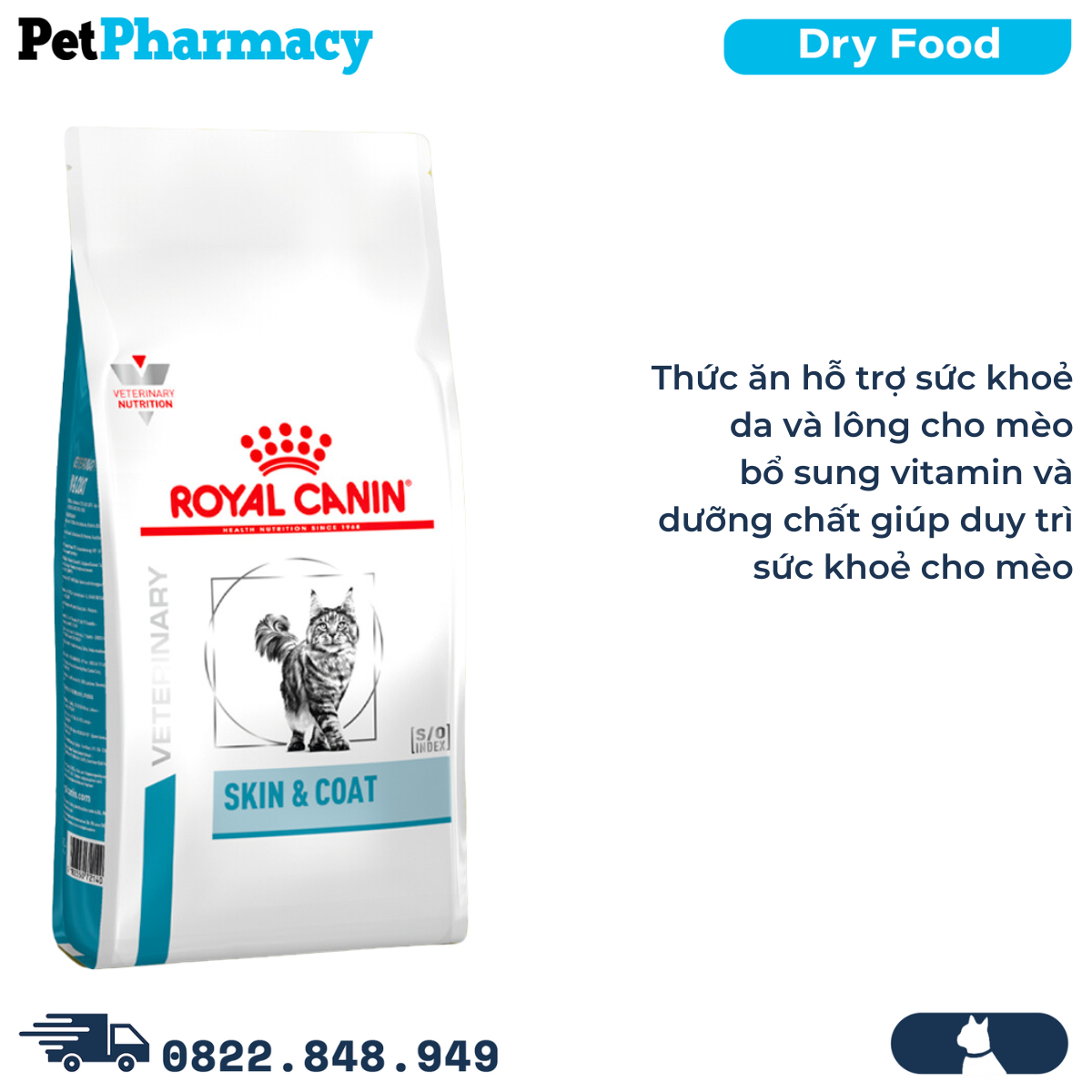  Thức ăn mèo Royal Canin Skin & Coat 1.5kg - Dưỡng da và lông 