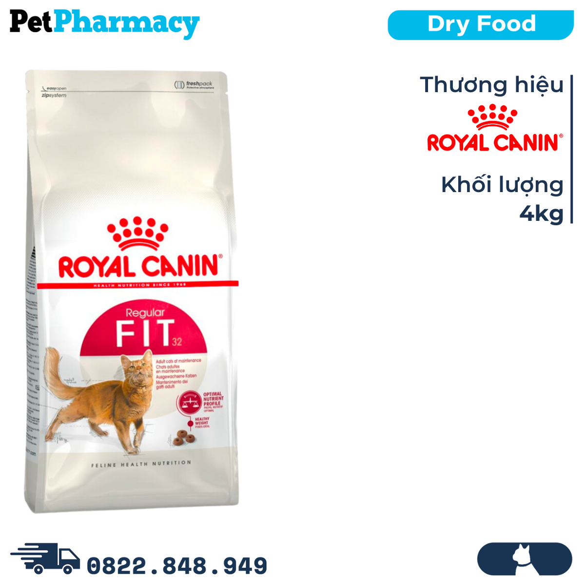  Thức ăn mèo Royal Canin FIT32 4kg - Dành cho mèo trưởng thành 