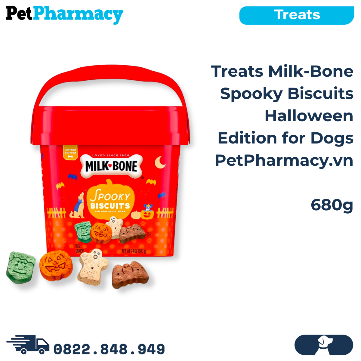  Treats Milk-Bone Spooky Biscuits Halloween Edition for Dogs 680g PetPharmacy 