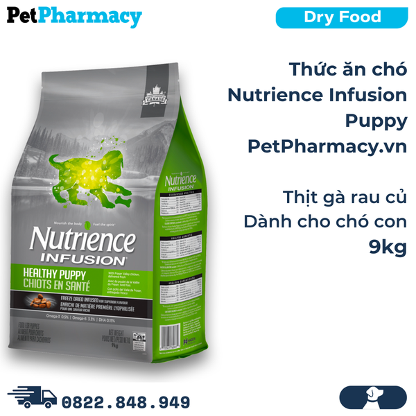  Thức ăn chó Nutrience Infusion Puppy 9kg - Thịt gà rau củ, dành cho chó con PetPharmacy 