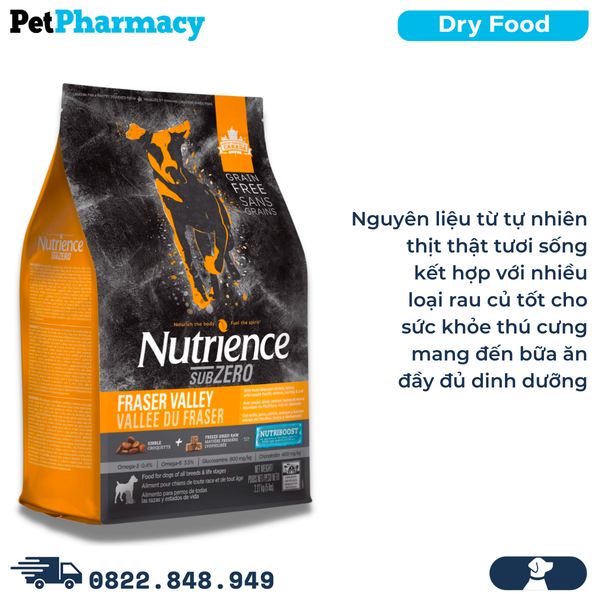  Thức ăn chó Nutrience SubZero 2.27kg - Gà tây, Cá hồi, Cá trích & Rau củ, cho chó mọi lứa tuổi PetPharmacy 