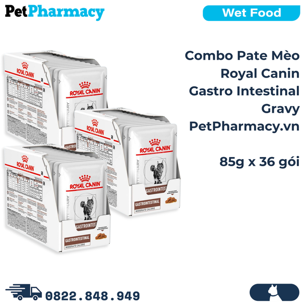  Combo Pate mèo Royal Canin Gastrointestinal Gravy 85g - Hộp 36 gói 